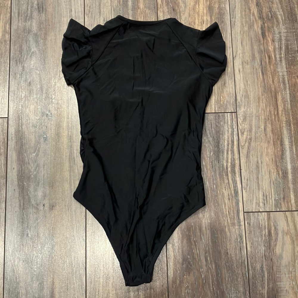 Black Ruffle Sleeve Bodysuit